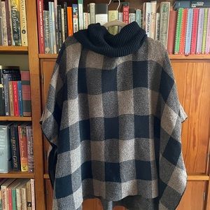 Cotton Country Turtleneck Poncho Shawl